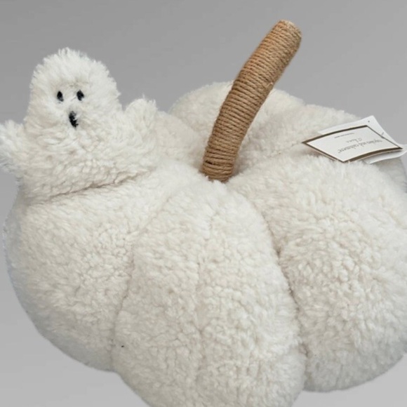 cupcakes & cashmere Other - cupcakes & cashmere Halloween Faux Sherpa Pumpkin With Ghost Holiday Decor